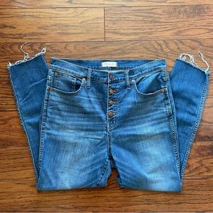 Madewell Button Fly 10” High Rise Skinny Crop Jean, 32, EUC